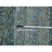 Load image into Gallery viewer, 10&#39;x10&#39; Yale Blue, 100% Plush Wool, Hand Knotted, Kohinoor Herat Small Geometric Repetitive Design, Round Oriental Rug FWR476790