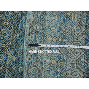 10'x10' Yale Blue, 100% Plush Wool, Hand Knotted, Kohinoor Herat Small Geometric Repetitive Design, Round Oriental Rug FWR476790