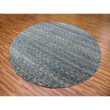 Load image into Gallery viewer, 8&#39;x8&#39; Yale Blue, Kohinoor Herat Small Geometric Repetitive Design, 100% Plush Wool, Hand Knotted, Round Oriental Rug FWR476796