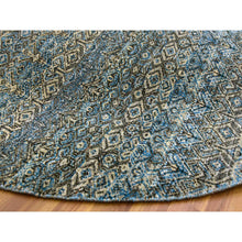 Load image into Gallery viewer, 8&#39;x8&#39; Yale Blue, Kohinoor Herat Small Geometric Repetitive Design, 100% Plush Wool, Hand Knotted, Round Oriental Rug FWR476796