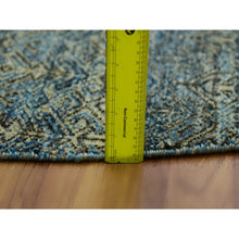 Load image into Gallery viewer, 8&#39;x8&#39; Yale Blue, Kohinoor Herat Small Geometric Repetitive Design, 100% Plush Wool, Hand Knotted, Round Oriental Rug FWR476796