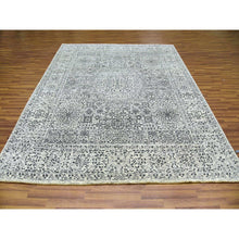 Load image into Gallery viewer, 8&#39;x9&#39;10&quot; Ghost White, Tone On Tone Design, Undyed 100% Wool, Hand Knotted, Mamluk Dynasty, Oriental Rug FWR476826
