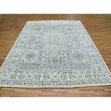 Load image into Gallery viewer, 8&#39;1&quot;x10&#39; Ghost White, Mamluk Dynasty, Tone On Tone Design, Undyed 100% Wool, Hand Knotted, Oriental Rug FWR476832