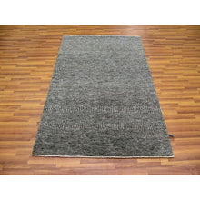 Load image into Gallery viewer, 4&#39;2&quot;x6&#39; Medium Gray, Modern Grass Design, Natural Undyed Wool, Hand Knotted, Oriental Rug FWR476874