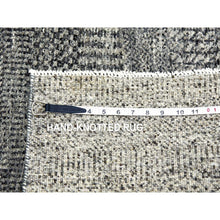 Load image into Gallery viewer, 4&#39;2&quot;x6&#39; Misty Gray, Wool and Plant Based Silk, Hand Loomed, Textured Pile, Modern Design, Oriental Rug FWR61734