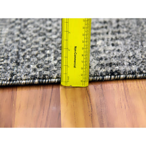 2'1"x3' Medium Gray, Hand Knotted, Modern Grass Design, Natural Undyed Wool, Mat Oriental Rug FWR476898