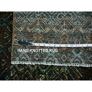 2'6"x12' Rust Brown, Hand Knotted, Kohinoor Herat Small Geometric Repetitive Design, 100% Plush Wool, Runner Oriental Rug FWR476922