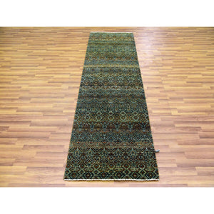 2'6"x8' Rust Brown, Hand Knotted, Kohinoor Herat Small Geometric Repetitive Design, 100% Plush Wool, Runner Oriental Rug FWR476952