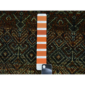 2'6"x8' Rust Brown, Hand Knotted, Kohinoor Herat Small Geometric Repetitive Design, 100% Plush Wool, Runner Oriental Rug FWR476952