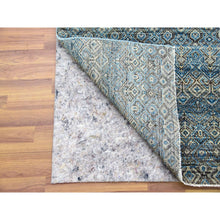 Load image into Gallery viewer, 2&#39;6&quot;x10&#39; Yale Blue, Hand Knotted, Kohinoor Herat Small Geometric Repetitive Design, 100% Plush Wool, Runner Oriental Rug FWR476958