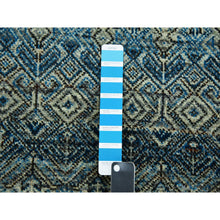 Load image into Gallery viewer, 2&#39;6&quot;x10&#39; Yale Blue, Hand Knotted, Kohinoor Herat Small Geometric Repetitive Design, 100% Plush Wool, Runner Oriental Rug FWR476958