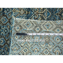 Load image into Gallery viewer, 2&#39;6&quot;x10&#39; Yale Blue, Hand Knotted, Kohinoor Herat Small Geometric Repetitive Design, 100% Plush Wool, Runner Oriental Rug FWR476958