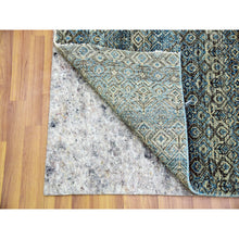 Load image into Gallery viewer, 2&#39;6&quot;x10&#39; Yale Blue, 100% Plush Wool, Hand Knotted, Kohinoor Herat Small Geometric Repetitive Design, Runner Oriental Rug FWR476964