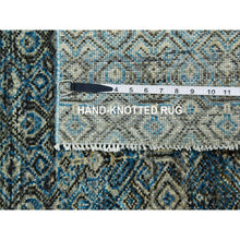Load image into Gallery viewer, 2&#39;6&quot;x10&#39; Yale Blue, 100% Plush Wool, Hand Knotted, Kohinoor Herat Small Geometric Repetitive Design, Runner Oriental Rug FWR476964