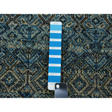 Load image into Gallery viewer, 2&#39;6&quot;x12&#39; Yale Blue, Kohinoor Herat Small Geometric Repetitive Design, 100% Plush Wool, Hand Knotted, Runner Oriental Rug FWR476970