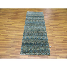 Load image into Gallery viewer, 2&#39;6&quot;x6&#39;2&quot; Yale Blue, Hand Knotted, Kohinoor Herat Small Geometric Repetitive Design, 100% Plush Wool, Runner Oriental Rug FWR476982