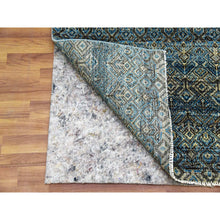 Load image into Gallery viewer, 2&#39;6&quot;x6&#39;2&quot; Yale Blue, Hand Knotted, Kohinoor Herat Small Geometric Repetitive Design, 100% Plush Wool, Runner Oriental Rug FWR476982