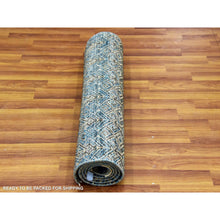 Load image into Gallery viewer, 2&#39;6&quot;x6&#39;2&quot; Yale Blue, Hand Knotted, Kohinoor Herat Small Geometric Repetitive Design, 100% Plush Wool, Runner Oriental Rug FWR476982