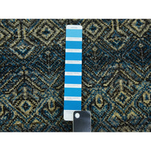 Load image into Gallery viewer, 2&#39;6&quot;x6&#39;1&quot; Yale Blue, 100% Plush Wool, Hand Knotted, Kohinoor Herat Small Geometric Repetitive Design, Runner Oriental Rug FWR476988