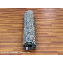 Load image into Gallery viewer, 2&#39;6&quot;x6&#39;1&quot; Yale Blue, 100% Plush Wool, Hand Knotted, Kohinoor Herat Small Geometric Repetitive Design, Runner Oriental Rug FWR476988