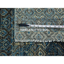 Load image into Gallery viewer, 2&#39;6&quot;x6&#39;1&quot; Yale Blue, 100% Plush Wool, Hand Knotted, Kohinoor Herat Small Geometric Repetitive Design, Runner Oriental Rug FWR476988