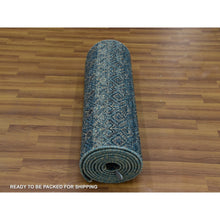 Load image into Gallery viewer, 2&#39;5&quot;x12&#39; Yale Blue, Kohinoor Herat Small Geometric Repetitive Design, 100% Plush Wool, Hand Knotted, Runner Oriental Rug FWR476994