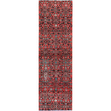 Load image into Gallery viewer, 2&#39;5&quot;x8&#39;8&quot; Crimson Red, Vintage Persian Hussainabad with All Over Design, Cropped Thin, Zero Pile, Sides and Ends Professionally Secured, Hand Knotted, Pure Wool, Fragment, Runner, Oriental Rug Sh794 FWR4764