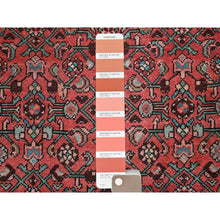 Load image into Gallery viewer, 2&#39;5&quot;x8&#39;8&quot; Crimson Red, Vintage Persian Hussainabad with All Over Design, Cropped Thin, Zero Pile, Sides and Ends Professionally Secured, Hand Knotted, Pure Wool, Fragment, Runner, Oriental Rug Sh794 FWR4764