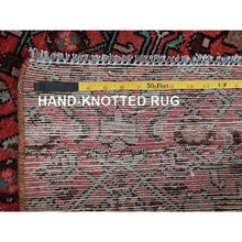 Load image into Gallery viewer, 2&#39;5&quot;x8&#39;8&quot; Crimson Red, Vintage Persian Hussainabad with All Over Design, Cropped Thin, Zero Pile, Sides and Ends Professionally Secured, Hand Knotted, Pure Wool, Fragment, Runner, Oriental Rug Sh794 FWR4764