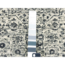 Load image into Gallery viewer, 2&#39;7&quot;x6&#39; Ghost White, Mamluk Dynasty, Tone On Tone Design, Undyed 100% Wool, Hand Knotted, Runner Oriental Rug FWR477012