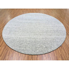 Load image into Gallery viewer, 11&#39;x11&#39; Bright Gray, Modern Grass Design, Tone on Tone, Undyed Natural Wool, Hand Knotted, Round Oriental Rug FWR477042
