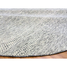 Load image into Gallery viewer, 11&#39;x11&#39; Bright Gray, Modern Grass Design, Tone on Tone, Undyed Natural Wool, Hand Knotted, Round Oriental Rug FWR477042