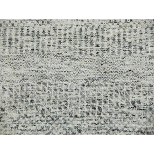 11'x11' Bright Gray, Modern Grass Design, Tone on Tone, Undyed Natural Wool, Hand Knotted, Round Oriental Rug FWR477042