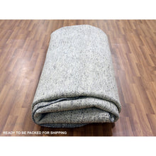 Load image into Gallery viewer, 11&#39;x11&#39; Bright Gray, Modern Grass Design, Tone on Tone, Undyed Natural Wool, Hand Knotted, Round Oriental Rug FWR477042