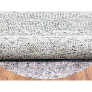 13'x13' Gainsboro Gray, Modern Grass Design, Organic Undyed Wool Tone on Tone, Hand Knotted, Round Oriental Rug FWR477054