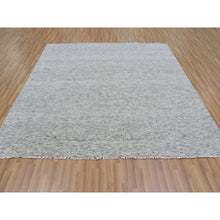Load image into Gallery viewer, 8&#39;x8&#39; Silver Gray, Natural Undyed Wool, Modern Grass Design, Hand Knotted, Tone On Tone, Square Oriental Rug FWR477072