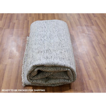 Load image into Gallery viewer, 8&#39;x8&#39; Silver Gray, Natural Undyed Wool, Modern Grass Design, Hand Knotted, Tone On Tone, Square Oriental Rug FWR477072