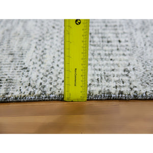8'x8' Silver Gray, Natural Undyed Wool, Modern Grass Design, Hand Knotted, Tone On Tone, Square Oriental Rug FWR477072