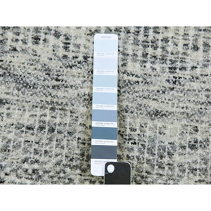 6'x6' Silver Chalice Gray, Modern Grass Design, Tone On Tone, Undyed 100% Wool, Hand Knotted, Round Oriental Rug FWR477114