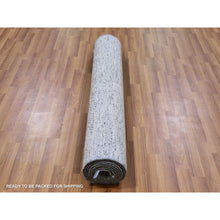 Load image into Gallery viewer, 4&#39;x10&#39;1&quot; Silver Gray, 100% Undyed Wool, Tone On Tone, Modern Grass Design, Hand Knotted, Wide Runner Oriental Rug FWR477132