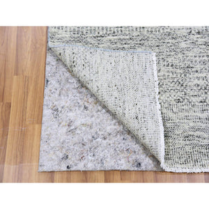 3'x5'1" Gainsboro Gray, Modern Tone on Tone Grass Design, Hand Knotted, Undyed Organic Wool, Oriental Rug FWR477144