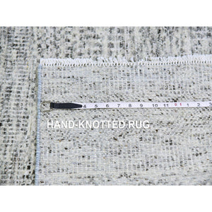 3'x5'1" Gainsboro Gray, Modern Tone On Tone Grass Design, Hand Knotted, Undyed Organic Wool, Oriental Rug FWR477144