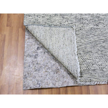 Load image into Gallery viewer, 4&#39;x12&#39;2&quot; Medium Gray, Tone On Tone, Modern Grass Design, Organic Undyed Wool, Hand Knotted, Wide Runner Oriental Rug FWR477180