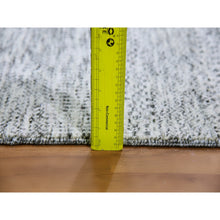 Load image into Gallery viewer, 4&#39;x12&#39;2&quot; Medium Gray, Tone On Tone, Modern Grass Design, Organic Undyed Wool, Hand Knotted, Wide Runner Oriental Rug FWR477180