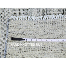 Load image into Gallery viewer, 2&#39;6&quot;x20&#39;5&quot; Harbor Gray, Organic Undyed Wool, Hand Knotted Modern Grass Design, Tone on Tone, XL Runner Oriental Rug FWR477186