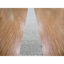 Load image into Gallery viewer, 2&#39;6&quot;x23&#39;4&quot; Gentle Gray, Modern Grass Design, Tone On Tone, Undyed 100% Wool, Hand Knotted, Xl Runner Oriental Rug FWR477192
