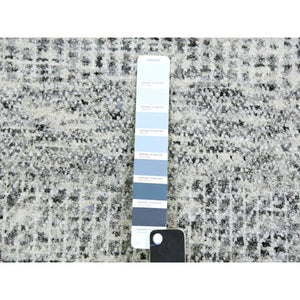 2'6"x23'4" Gentle Gray, Modern Grass Design, Tone On Tone, Undyed 100% Wool, Hand Knotted, Xl Runner Oriental Rug FWR477192