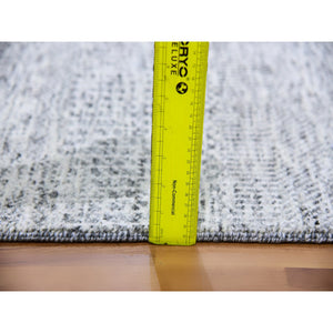 2'6"x23'4" Gentle Gray, Modern Grass Design, Tone On Tone, Undyed 100% Wool, Hand Knotted, Xl Runner Oriental Rug FWR477192