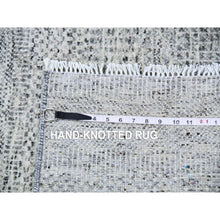 Load image into Gallery viewer, 2&#39;6&quot;x23&#39;4&quot; Gentle Gray, Modern Grass Design, Tone On Tone, Undyed 100% Wool, Hand Knotted, Xl Runner Oriental Rug FWR477192