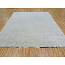 Load image into Gallery viewer, 10&#39;x10&#39; Pale Smoke Gray, Modern Grass Design, Tone On Tone, Undyed 100% Wool, Hand Knotted, Square Oriental Rug FWR477210